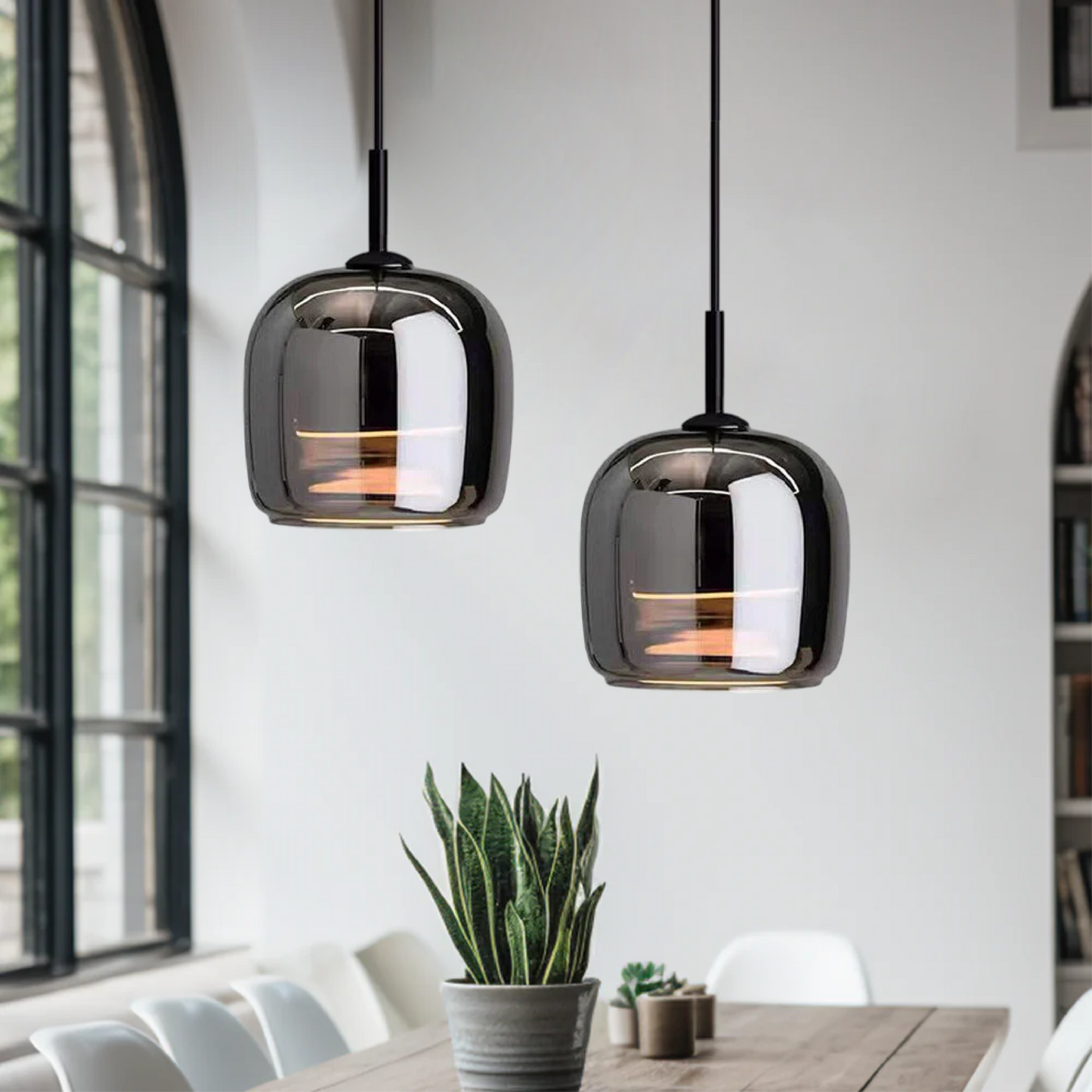 stijlvolle zwarte glazen hanglamp in scandinavisch design