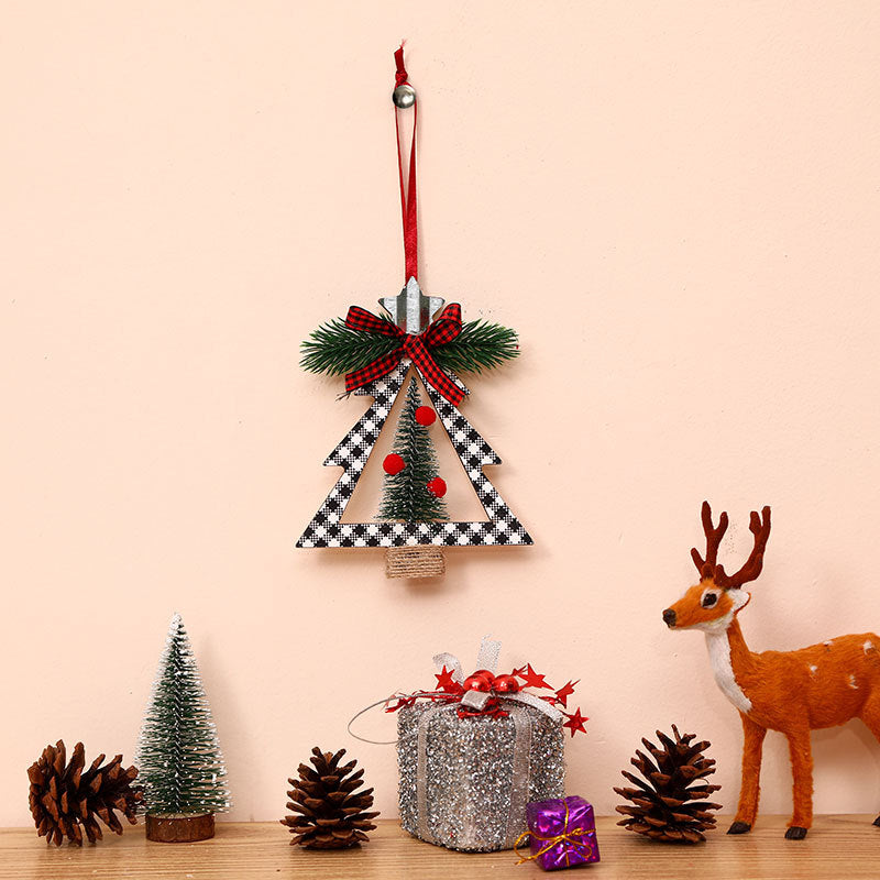 kerstkrans decoratie geruit met strik