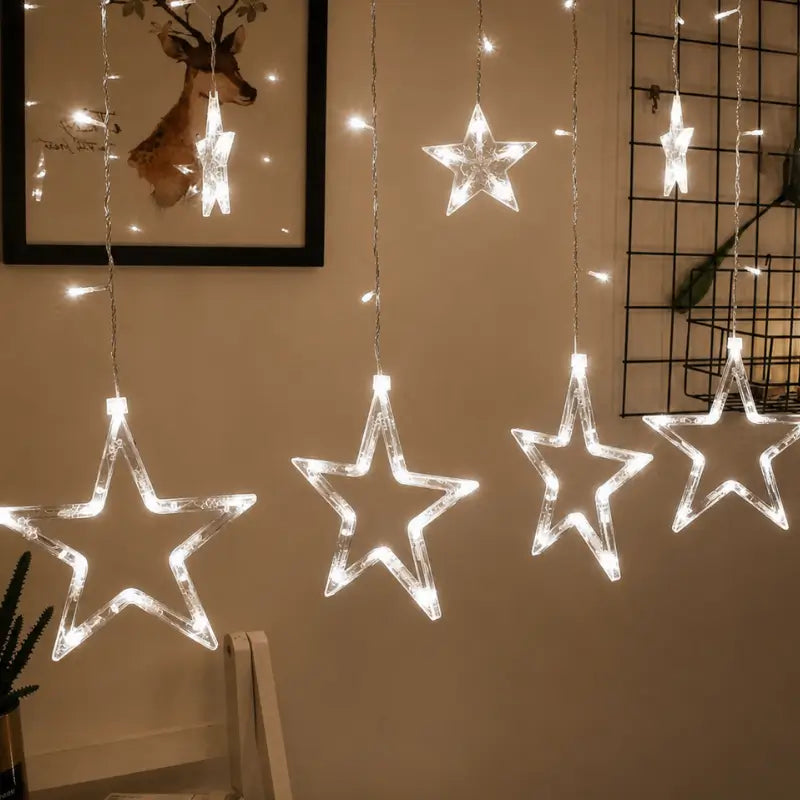 detail van de sterren aan het led-lichtgordijn