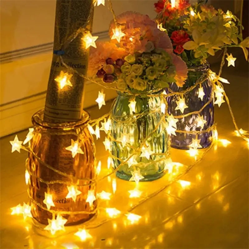 Kerstverlichting met sterren geschikt voor raam- en wanddecoratie