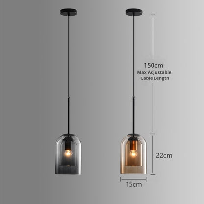 Stijlvolle Mica Mid-Century Hanglampen met Dubbel Glas voor een Elegante Sfeer