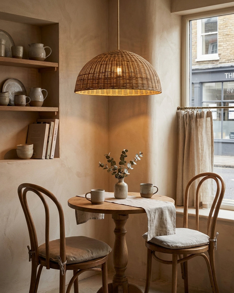 natuurlijke hanglamp van rotan voor woonkamer of eetkamer