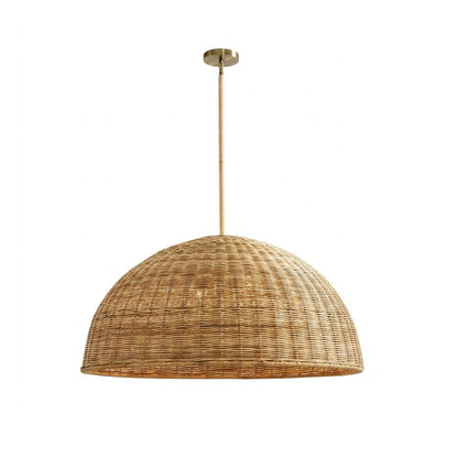 Hanglamp Van Rotan Met Halfronde Kap