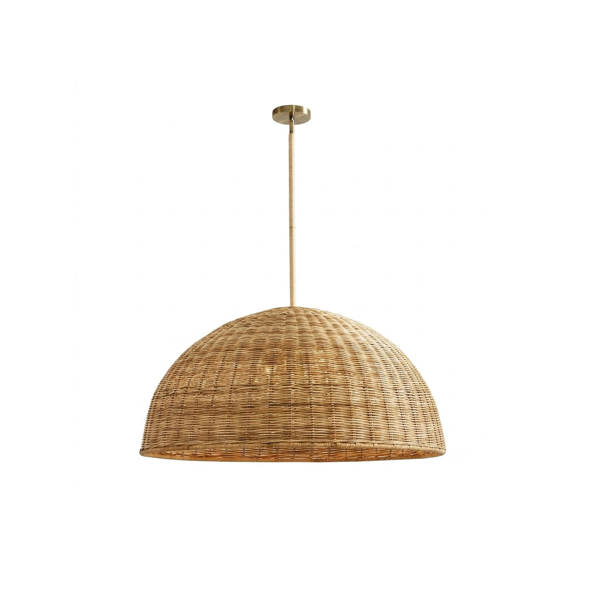 hanglamp van rotan met halfronde kap