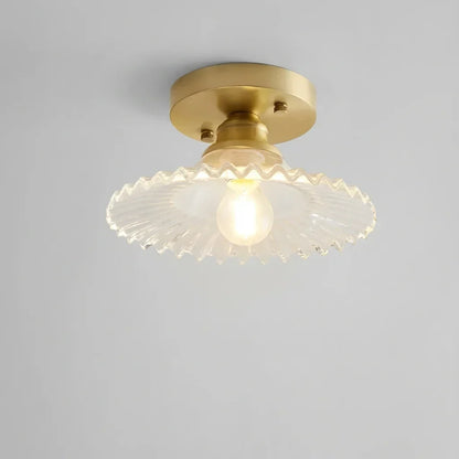 Plafondlamp Met Geribbelde Glazen Kap