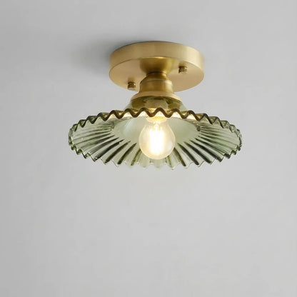 Plafondlamp Met Geribbelde Glazen Kap