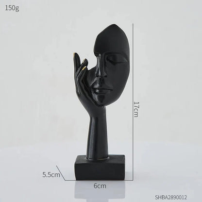 Moderne resin sculptuur met abstract gezicht als decoratief accent