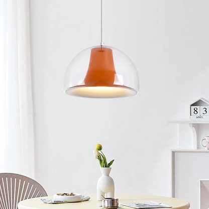 Elegante Halfronde Glazen Hanglamp met Juweelachtige Jellies