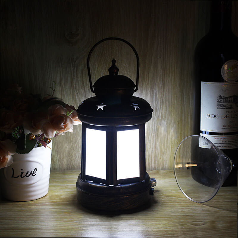tafellamp metalen led lantaarn in retro stijl
