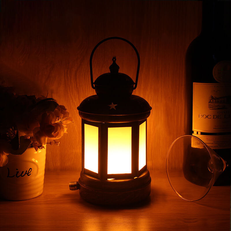 tafellamp metalen led lantaarn in retro stijl