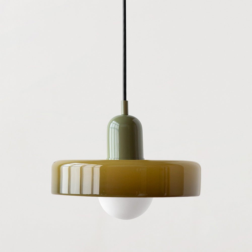 stijlvolle bauhaus hanglamp in kleurrijk glas