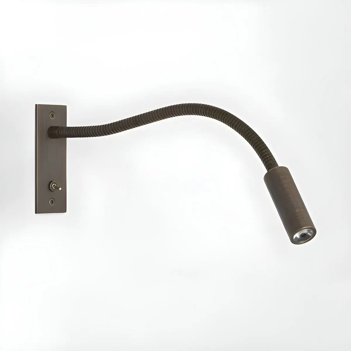 detail van de flexibele arm en ledkop van de wand leeslamp