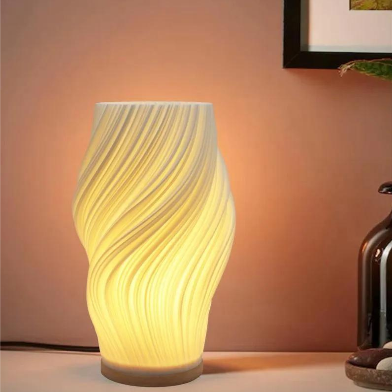 moderne design tafellamp met golvende vorm en ingebouwde led-verlichting