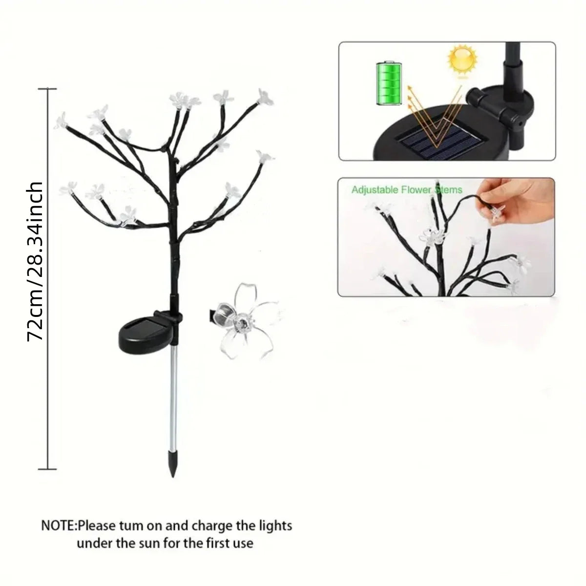kersenbloesem lichtslinger op zonne-energie als sfeerverlichting in de tuin