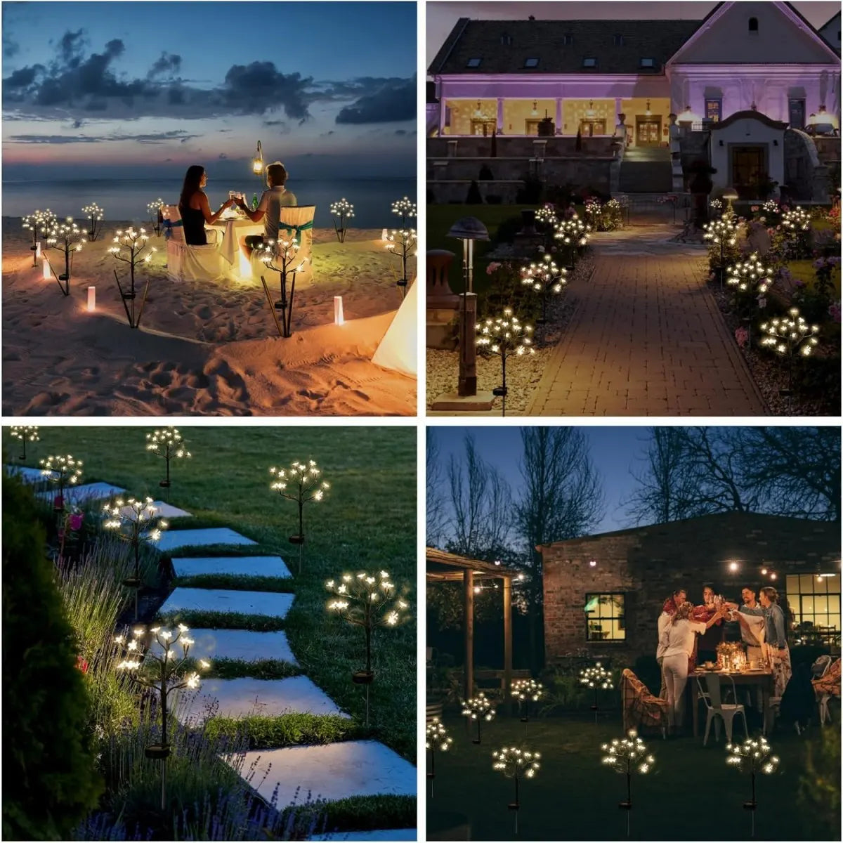 Waterdichte solar lichtslinger met bloesemtakjes voor balkon of terras