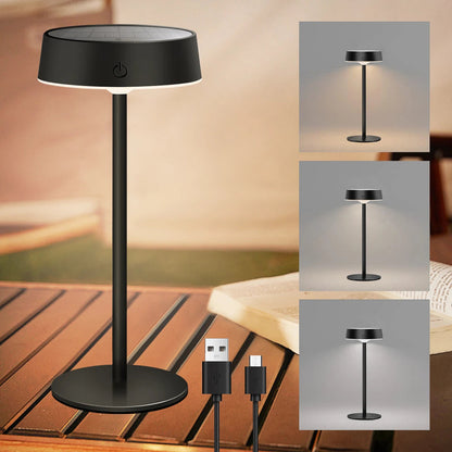 Draadloze solarlamp voor buiten op tafel met warm licht