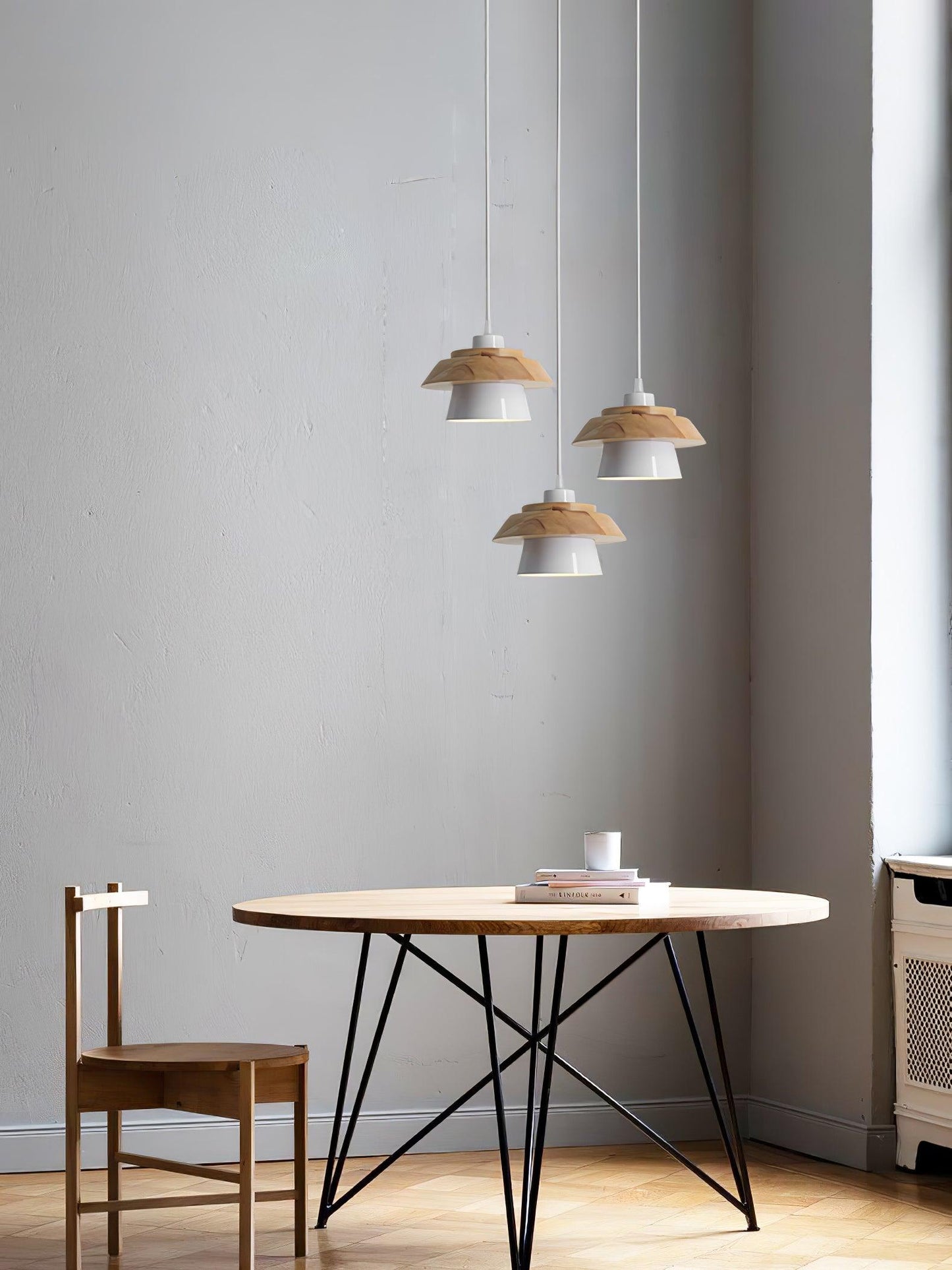 moderne hanglamp van steen en hout