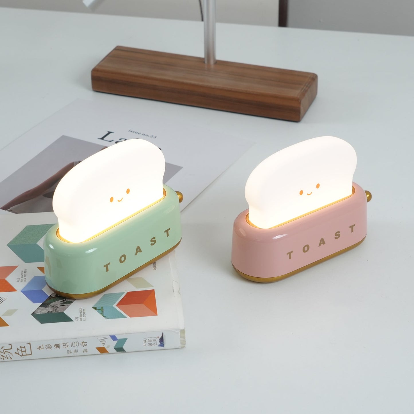 stylish toaster table lamp with built-in battery