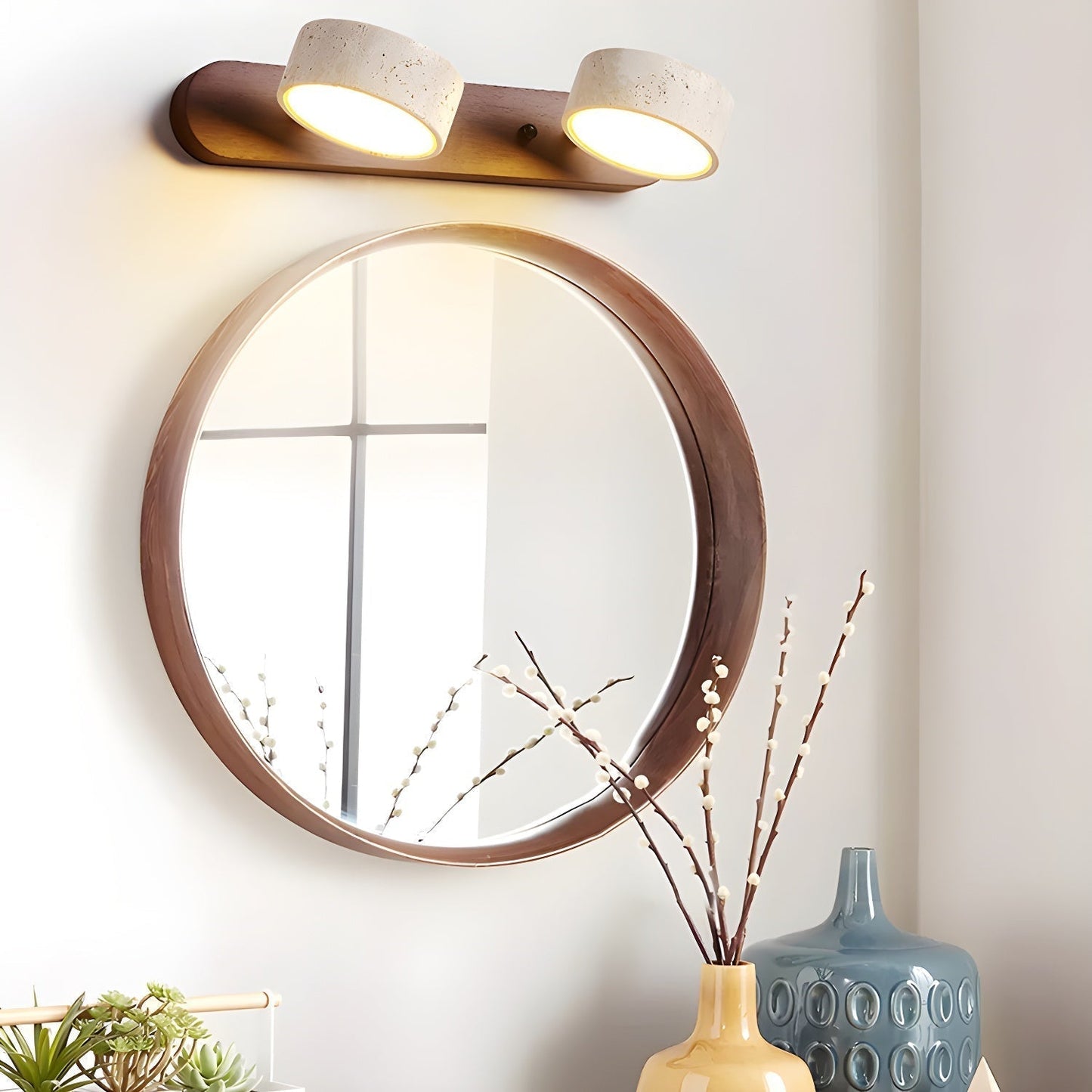 elegante travertin duo wandlamp met beugel