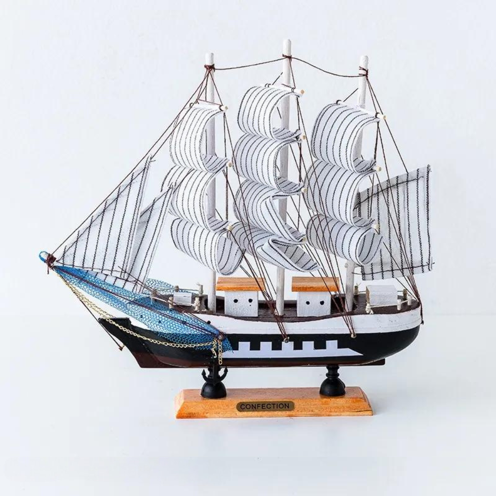 decoratieve lamp houten zeilschip met ledverlichting