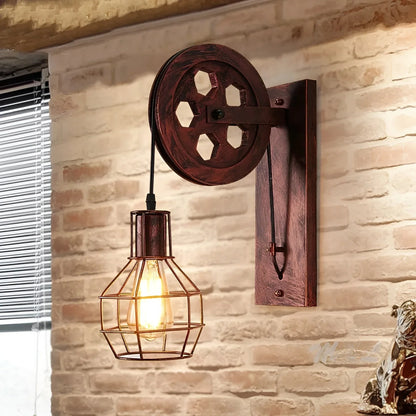 Industriële wandlamp van metaal en glas met LED-verlichting