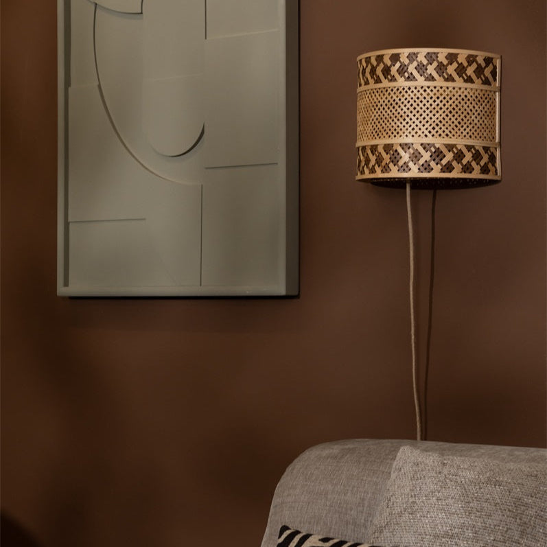bamboe wandlamp natuurlijke bruin 32 cm