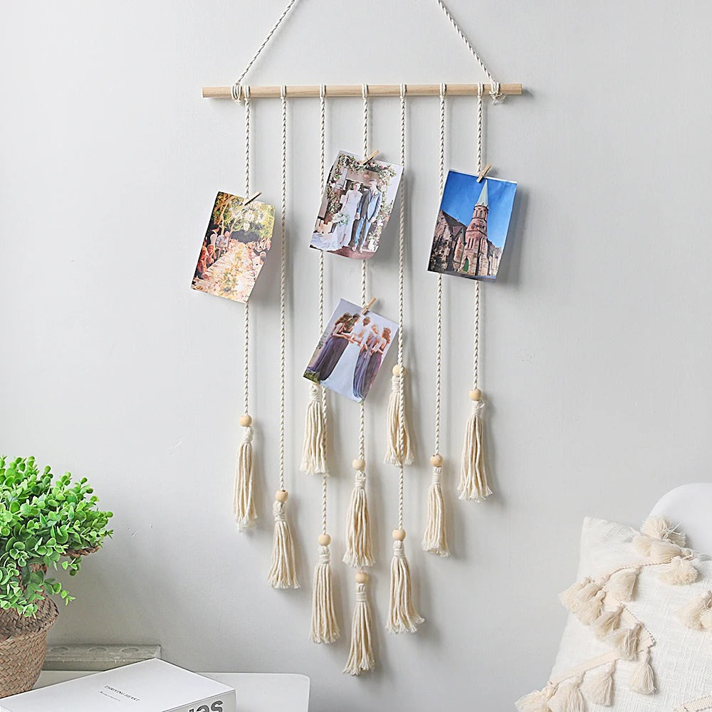macramé wandhanger fotodisplayhouder