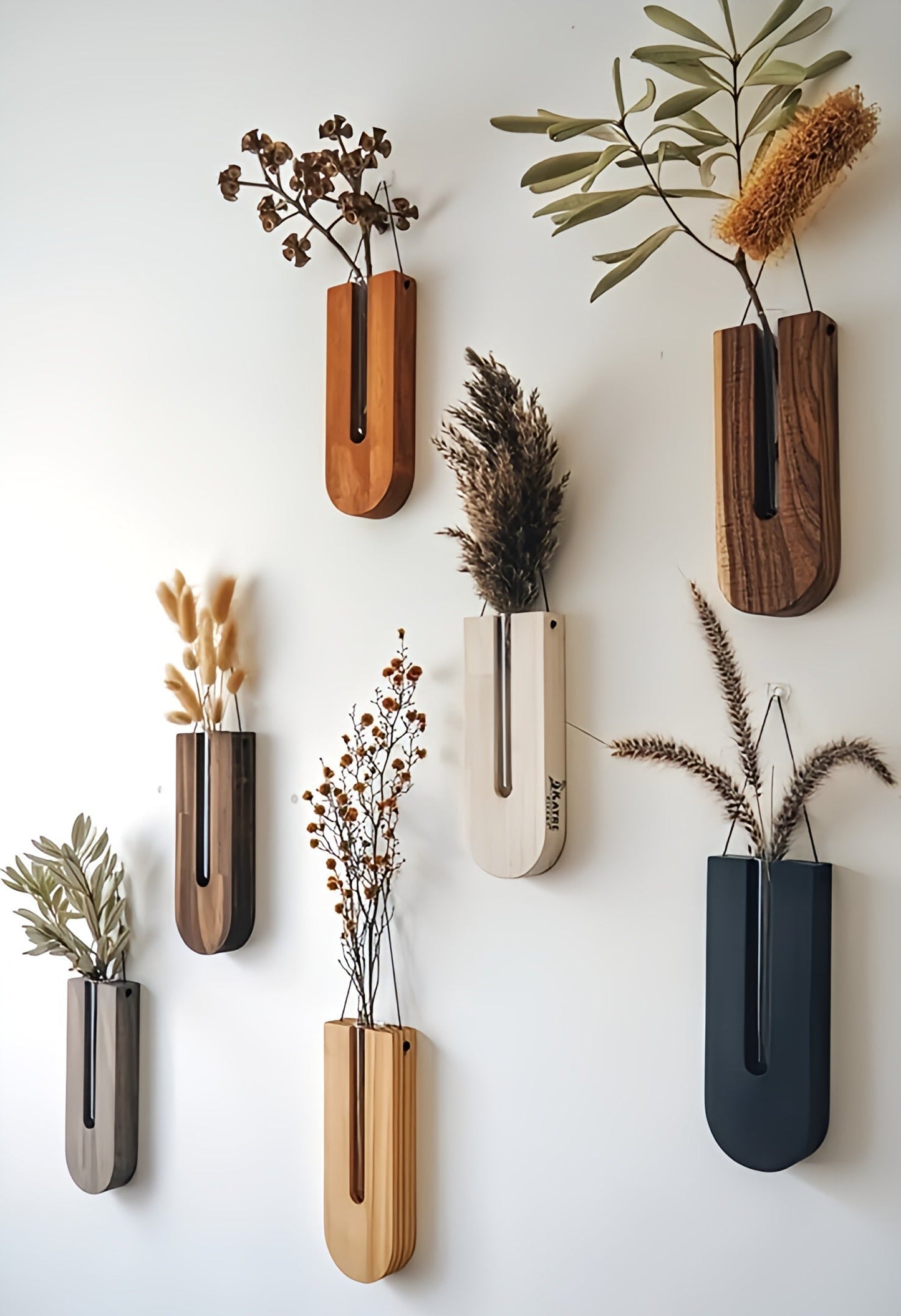 houten wandplantenhouder set rustieke pot ophanghaken