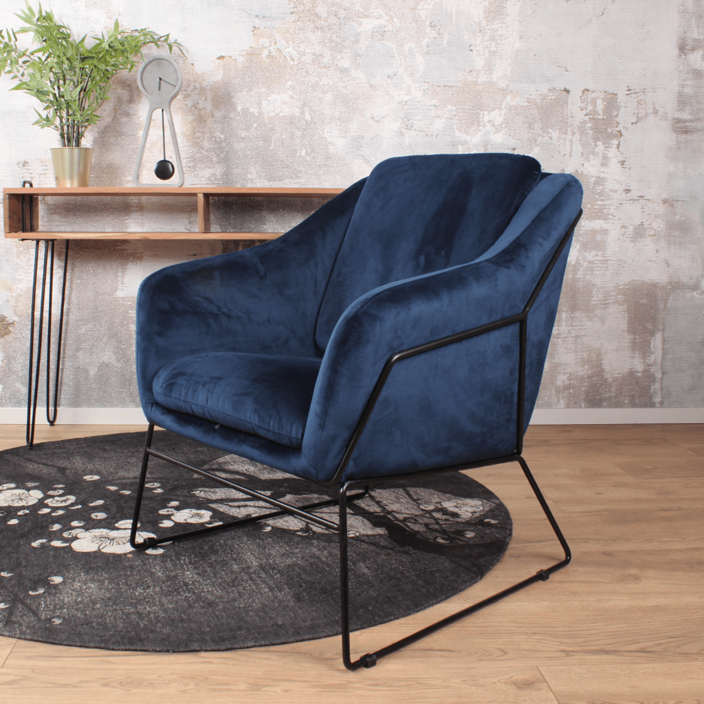 antonio fauteuil fluweel donkerblauw