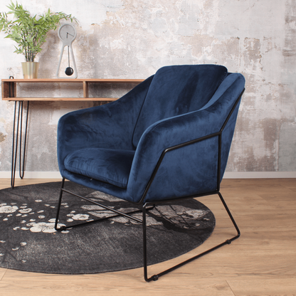 Antonio fauteuil fluweel donkerblauw