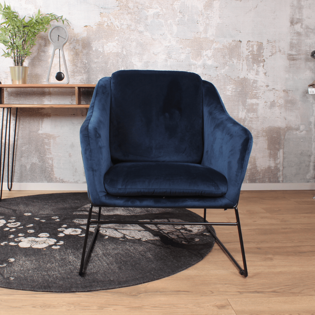 antonio fauteuil fluweel donkerblauw