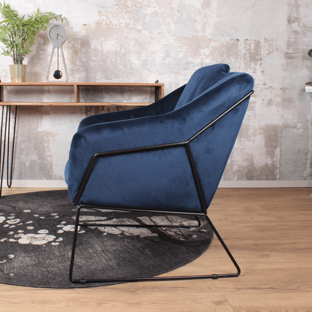 antonio fauteuil fluweel donkerblauw