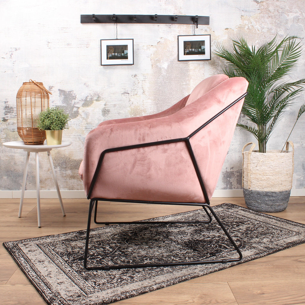 antonio fauteuil fluweel roze