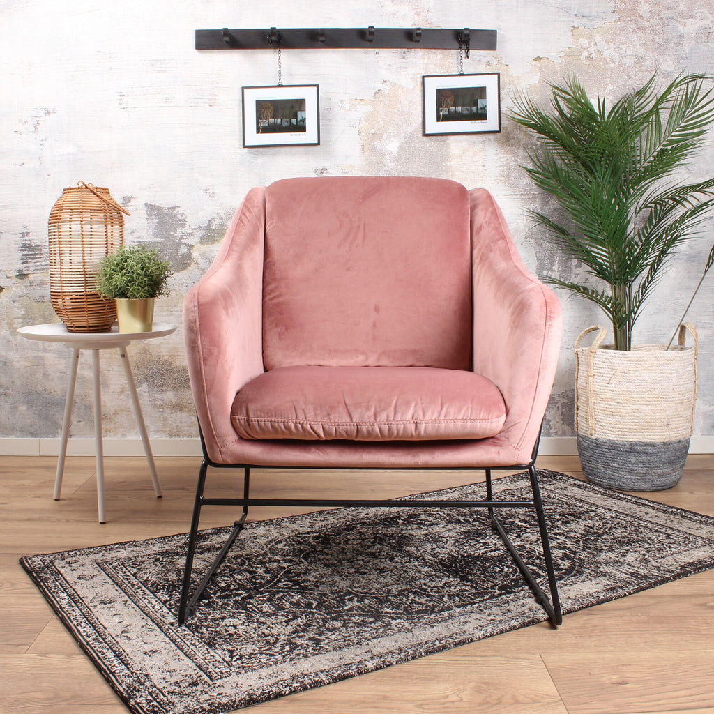 antonio fauteuil fluweel roze