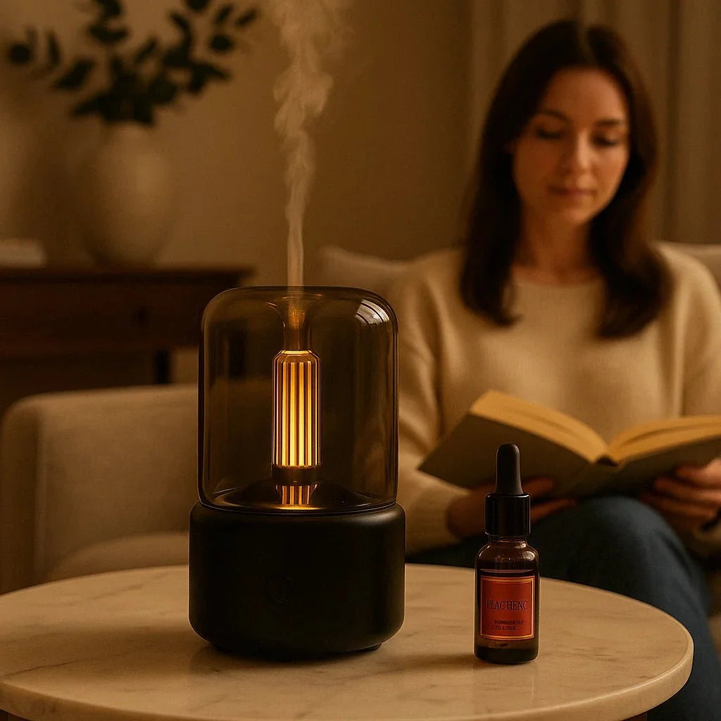 compacte ultrasone diffuser voor etherische olie in de woonkamer