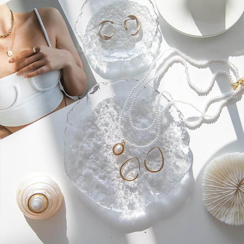 glazen sieradenschaal met bubbelontwerp