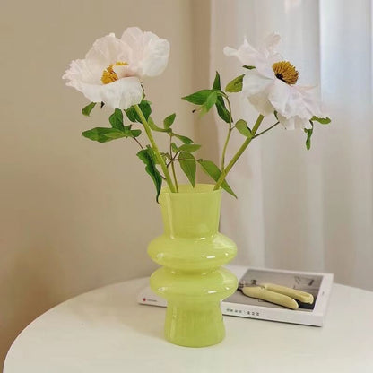Glazen bloemenvaas met golvend ontwerp