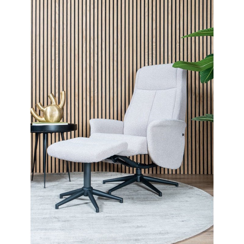 relaxfauteuil bindy + hocker – bouclé – naturel