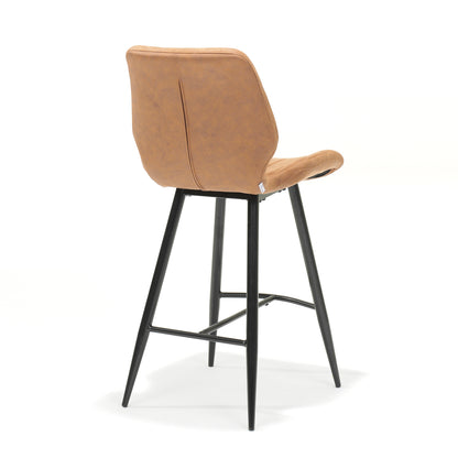 Bar stool Brenn black Fabric Soft Cognac