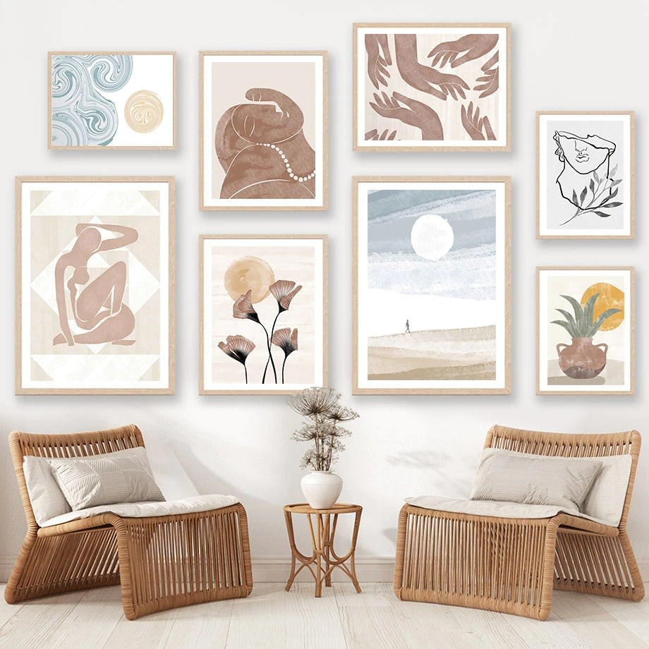 canvas muurkunst boho aquarel ontwerp