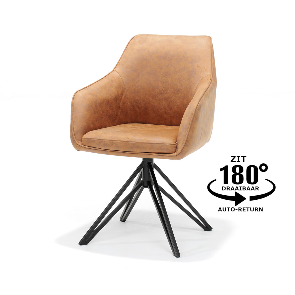 berry fauteuil met draaivoet - stof soft cognac