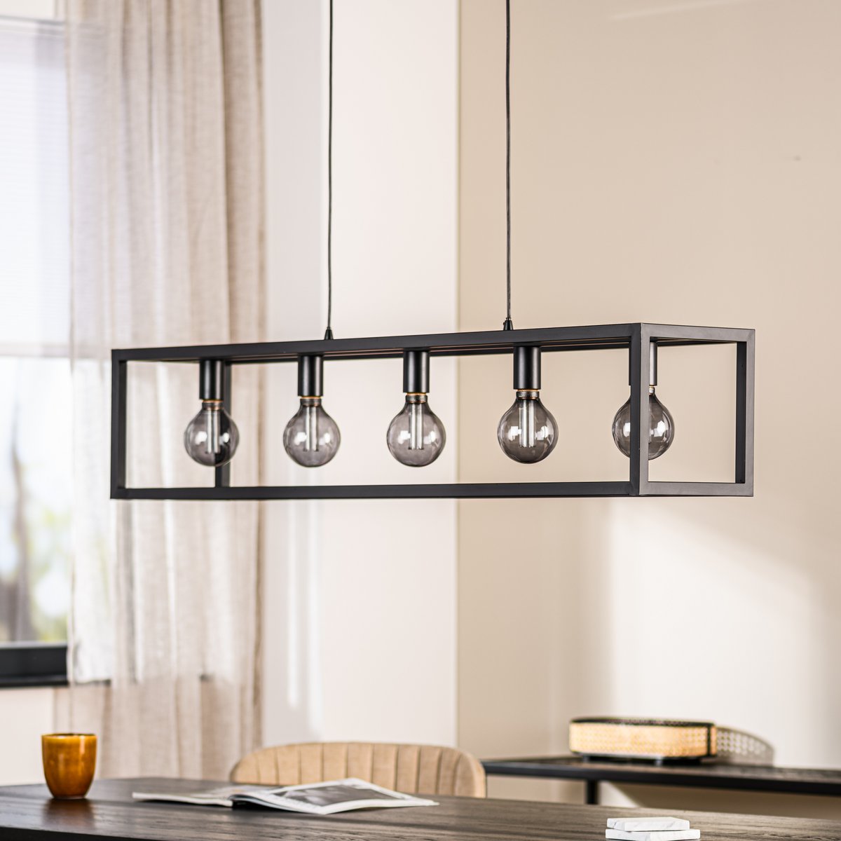 hanglamp, 5-lichts, h340 zwart