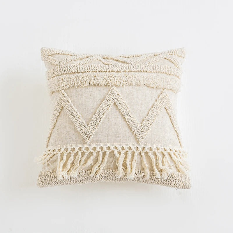 gevoerde kussenhoes beige boho ontwerp