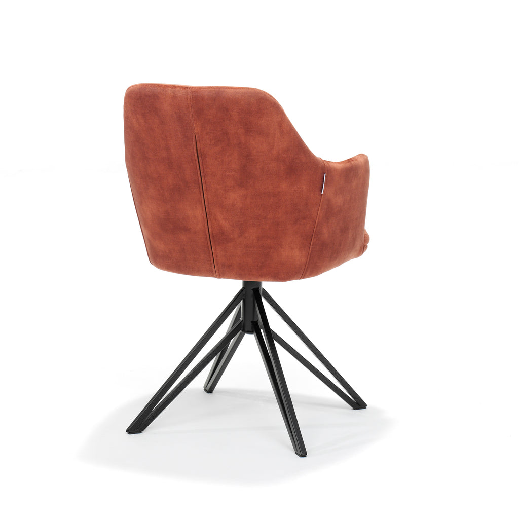 calvin fauteuil met draaivoet in stof aurora copper.