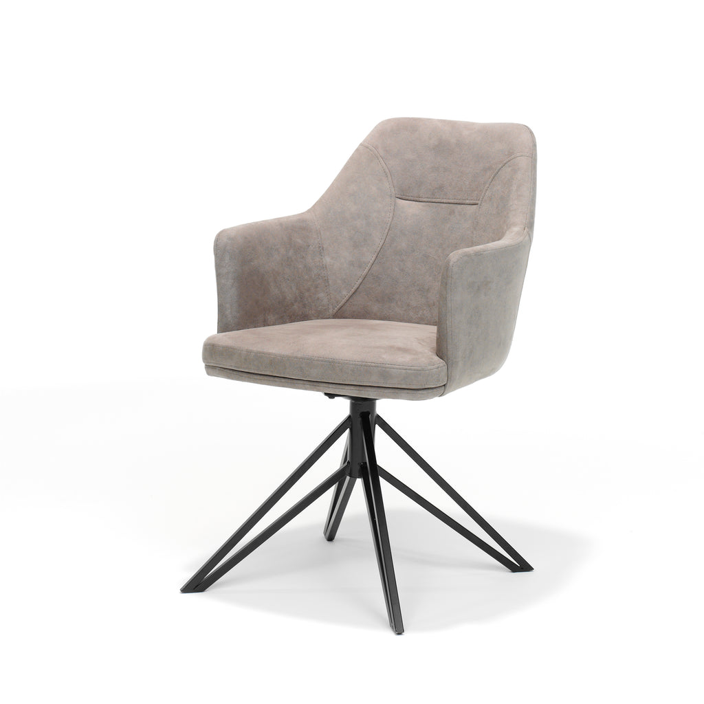 calvin fauteuil met draaivoet in zwart stof soft pebble