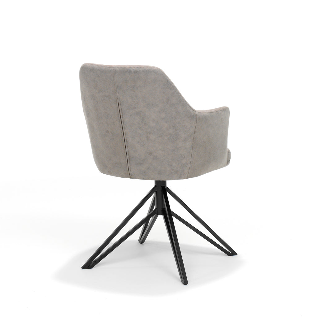 calvin fauteuil met draaivoet in zwart stof soft pebble