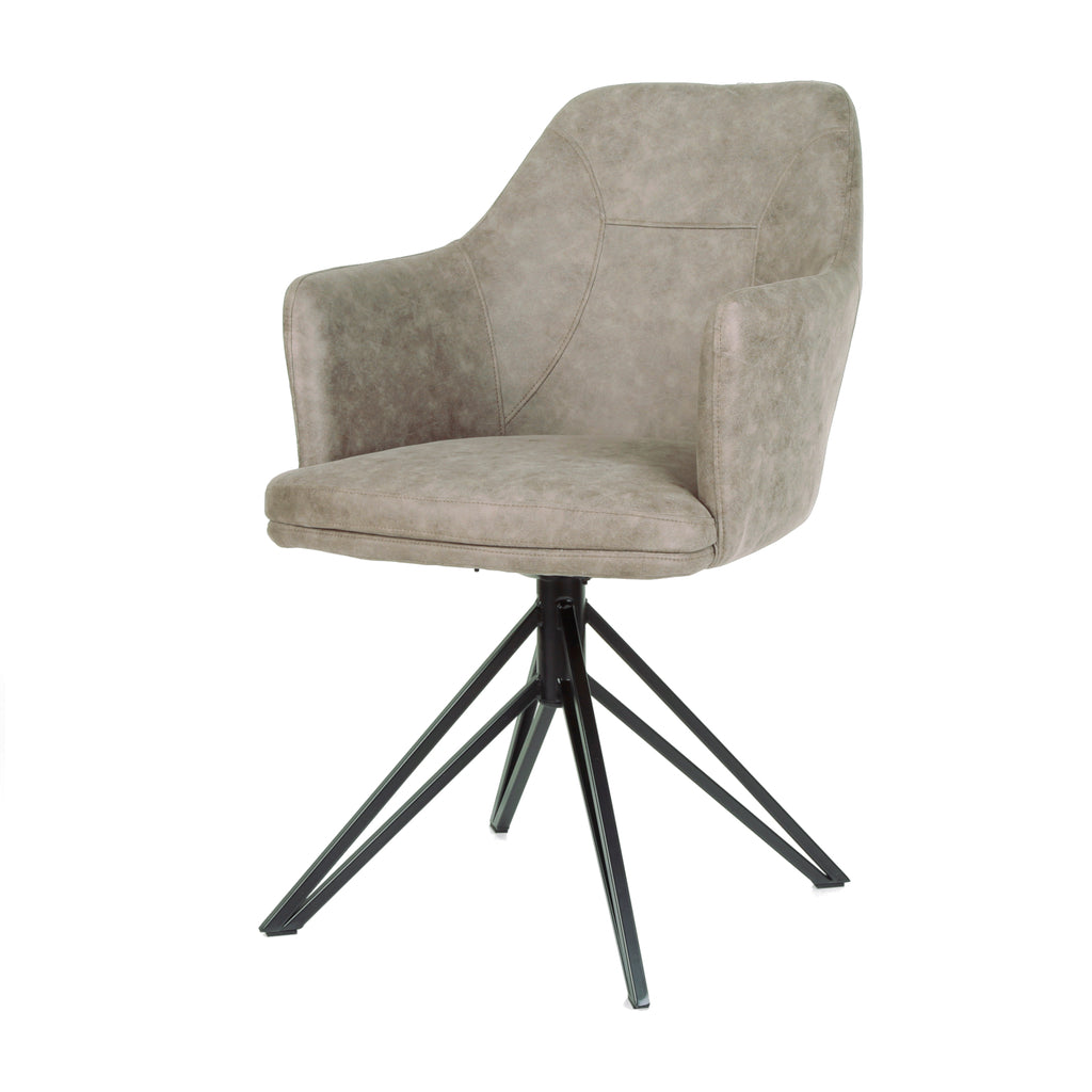 calvin fauteuil met draaivoet in zwart stof soft pebble