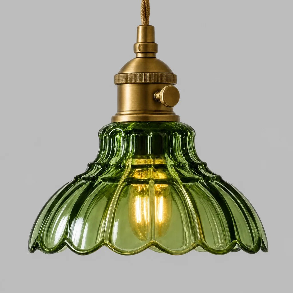 glazen hanglamp vintage bloemontwerp