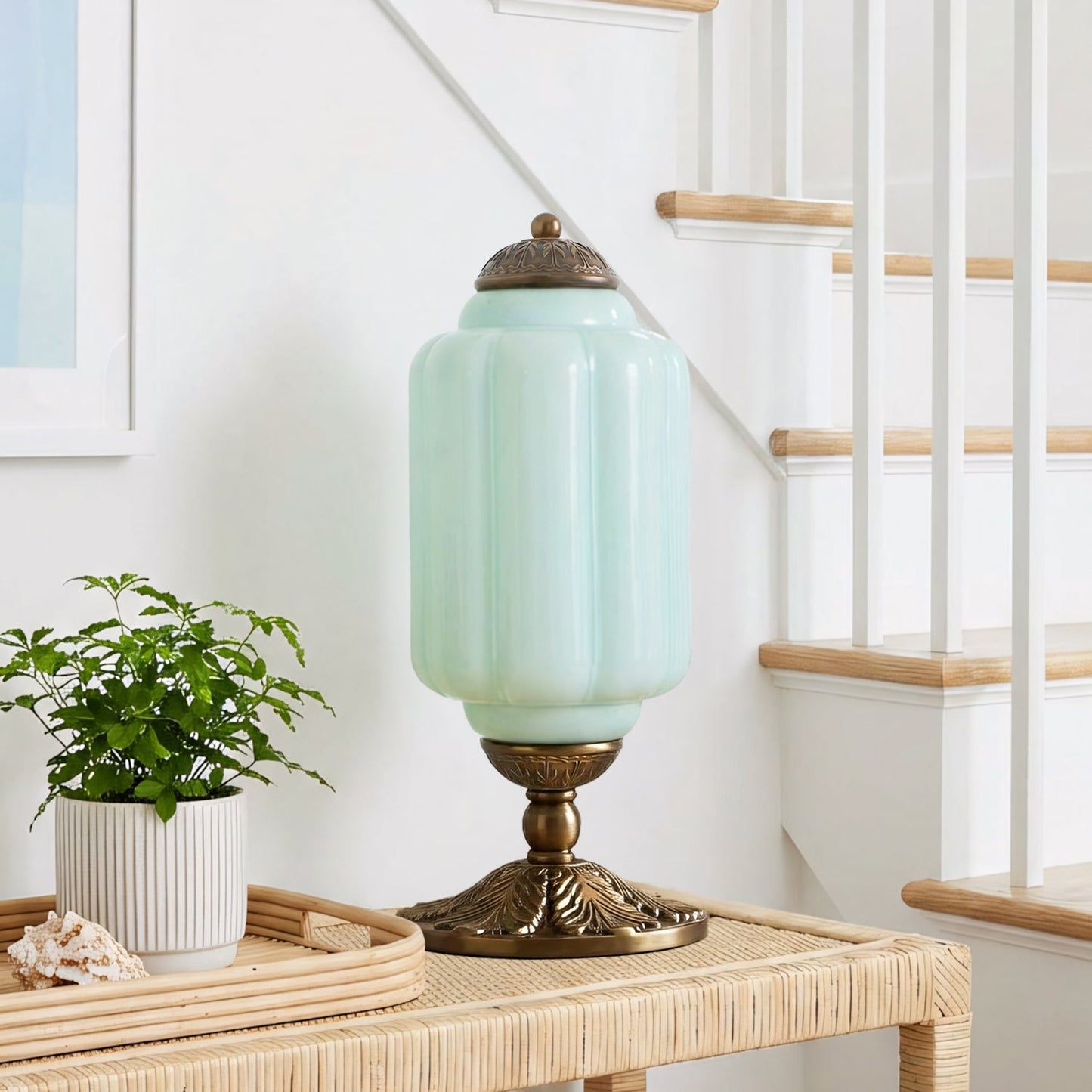 lumi eloise tafellamp in frans retro-stijl, crèmekleurig glas met structuur