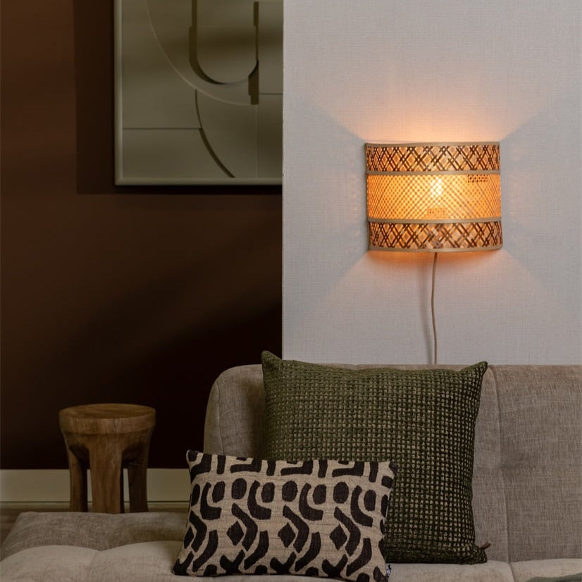 bamboe wandlamp natuurlijke bruin 32 cm